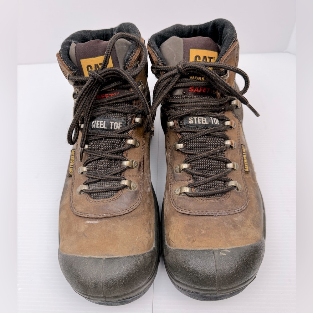 VTG Caterpillar Cat Steel Toe Boots Men’s 8.5 Brown Leather WorkEquipment Safety